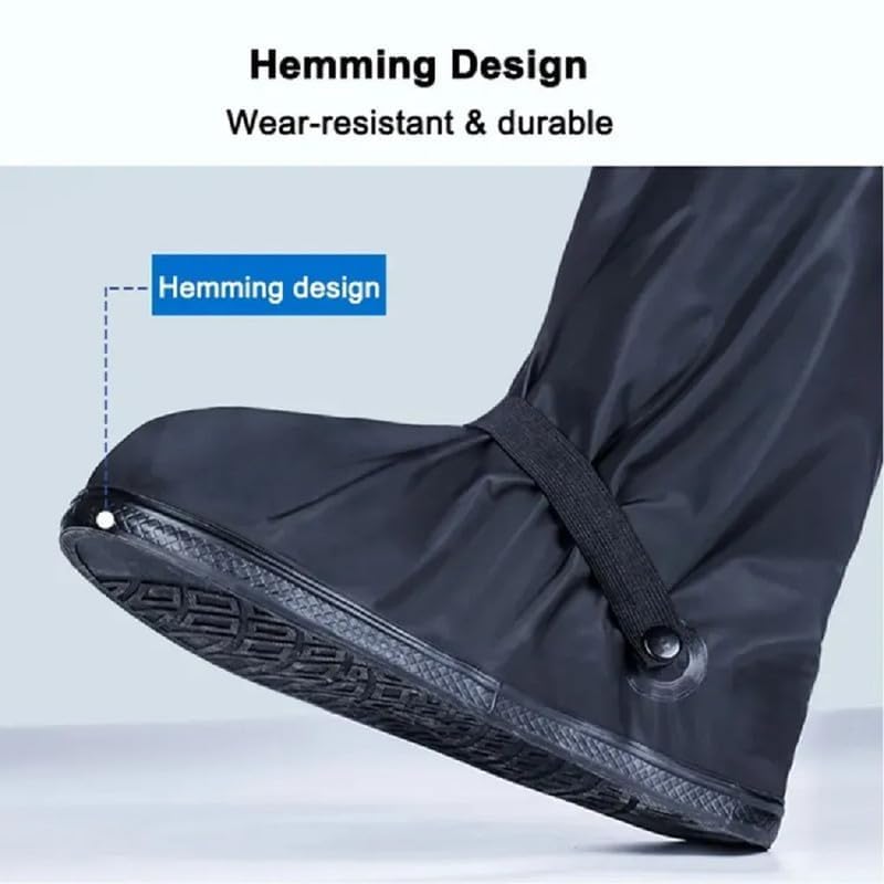 GUB Professional Long Waterproof Shoe Covers for Men Waterproof Boot Covers Rain Shoe Covers Reusable & Foldable Motorcycle Cycling Bike Knee Boots Shoes Cover, Black