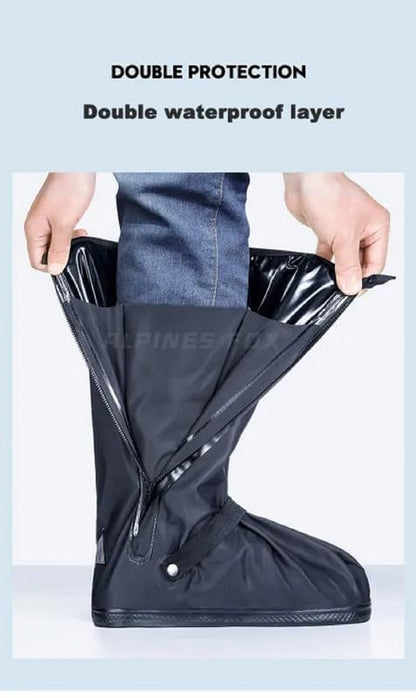 GUB Professional Long Waterproof Shoe Covers for Men Waterproof Boot Covers Rain Shoe Covers Reusable & Foldable Motorcycle Cycling Bike Knee Boots Shoes Cover, Black