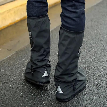 GUB Professional Long Waterproof Shoe Covers for Men Waterproof Boot Covers Rain Shoe Covers Reusable & Foldable Motorcycle Cycling Bike Knee Boots Shoes Cover, Black