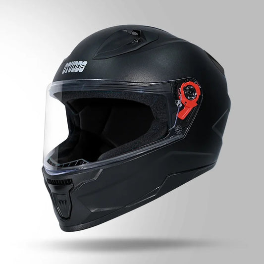 Studds Raider Street ISI Certified Full Face Motorcycling Helmet for Men and Women with Spoiler and Clear Visor, Black