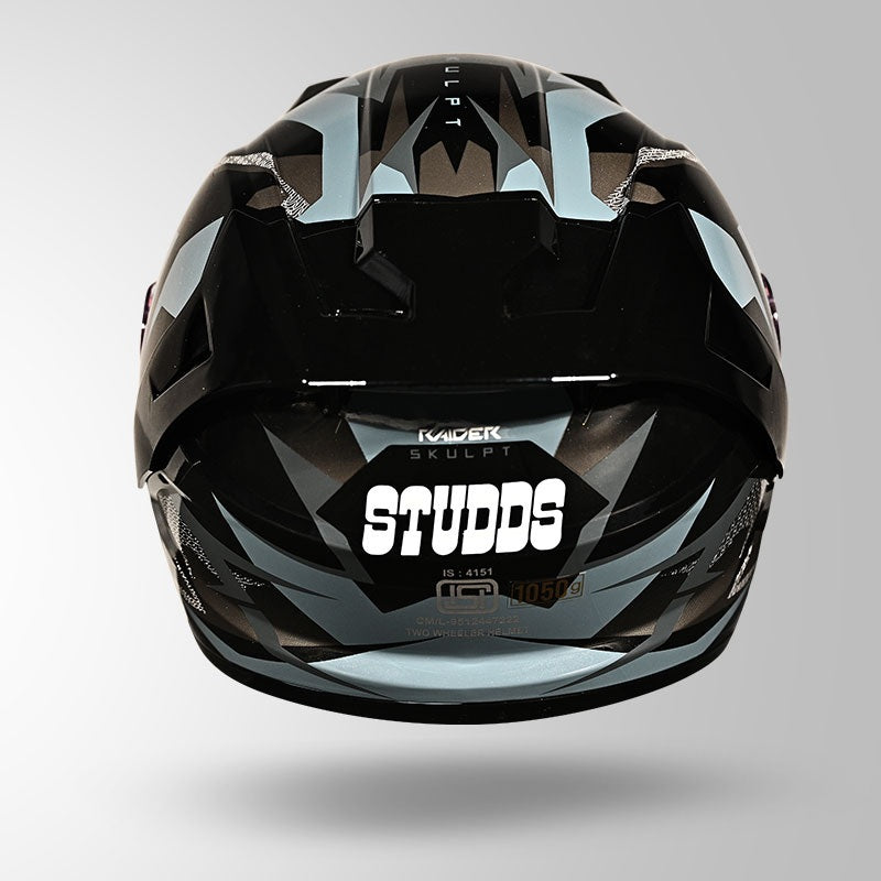 STUDDS Raider Skulpt Decor ISI Certified Full Face Helmet for Men and Women with Spoilor