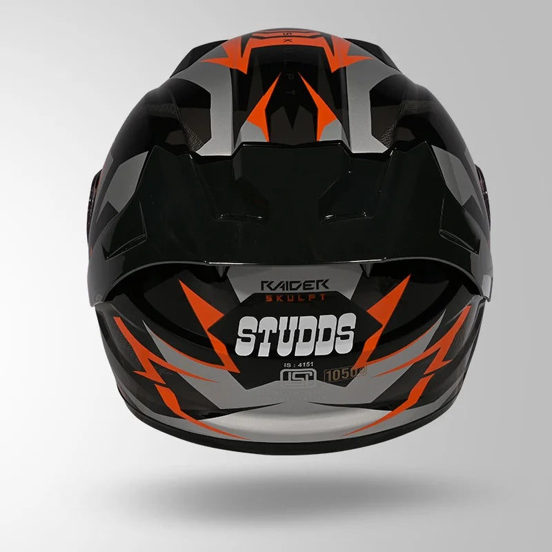 STUDDS Raider Skulpt Decor ISI Certified Full Face Helmet for Men and Women with Spoilor