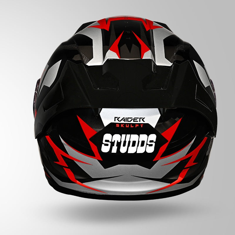 STUDDS Raider Skulpt Decor ISI Certified Full Face Helmet for Men and Women with Spoilor