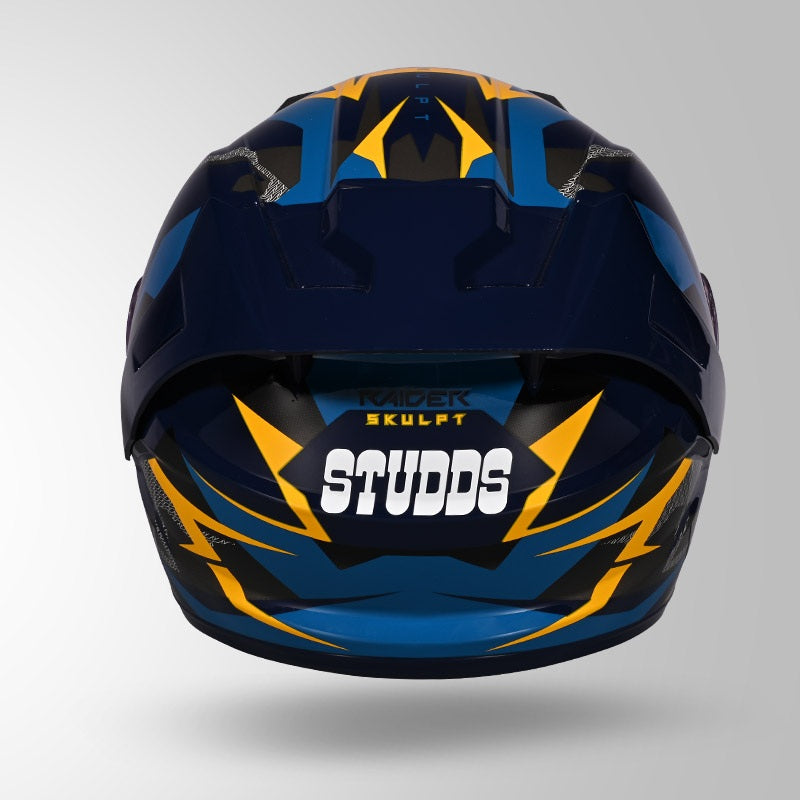 STUDDS Raider Skulpt Decor ISI Certified Full Face Helmet for Men and Women with Spoilor