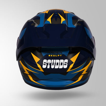STUDDS Raider Skulpt Decor ISI Certified Full Face Helmet for Men and Women with Spoilor