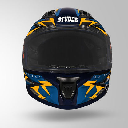 STUDDS Raider Skulpt Decor ISI Certified Full Face Helmet for Men and Women with Spoilor