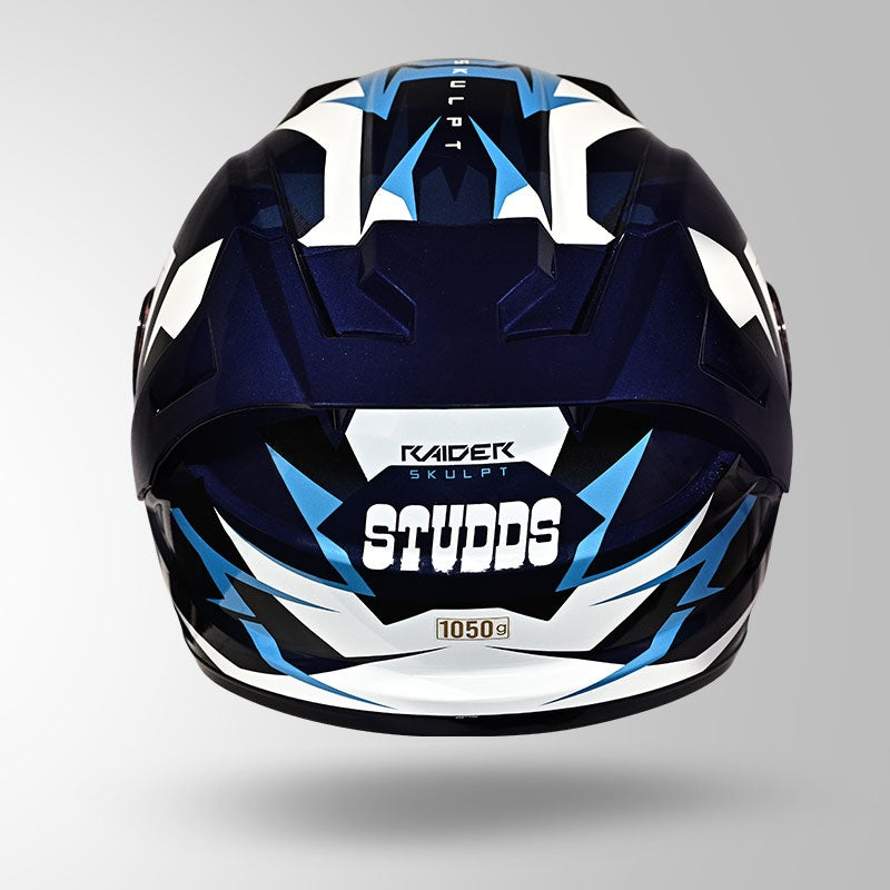 STUDDS Raider Skulpt Decor ISI Certified Full Face Helmet for Men and Women with Spoilor