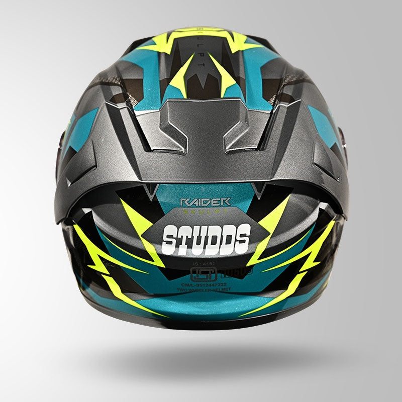 STUDDS Raider Skulpt Decor ISI Certified Full Face Helmet for Men and Women with Spoilor
