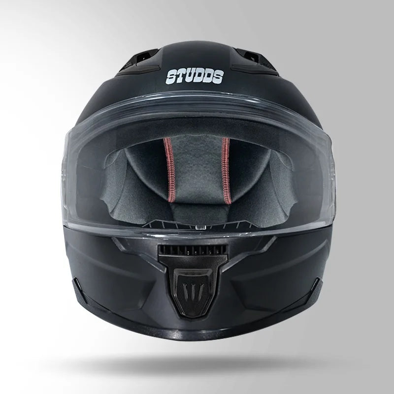 Studds Raider Street ISI Certified Full Face Motorcycling Helmet for Men and Women with Spoiler and Clear Visor, Black