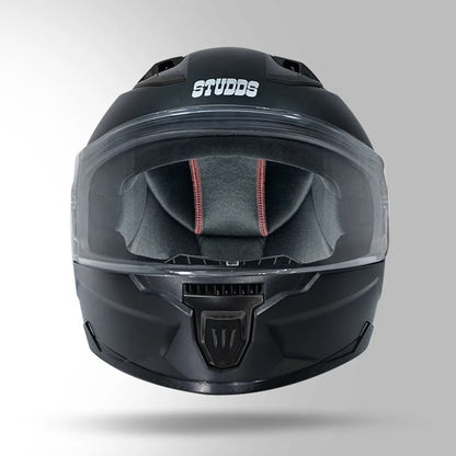 Studds Raider Street ISI Certified Full Face Motorcycling Helmet for Men and Women with Spoiler and Clear Visor, Black