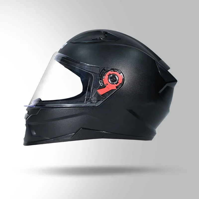 Studds Raider Street ISI Certified Full Face Motorcycling Helmet for Men and Women with Spoiler and Clear Visor, Black