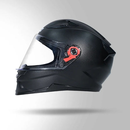 Studds Raider Street ISI Certified Full Face Motorcycling Helmet for Men and Women with Spoiler and Clear Visor, Black