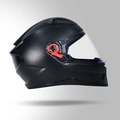 Studds Raider Street ISI Certified Full Face Motorcycling Helmet for Men and Women with Spoiler and Clear Visor, Black