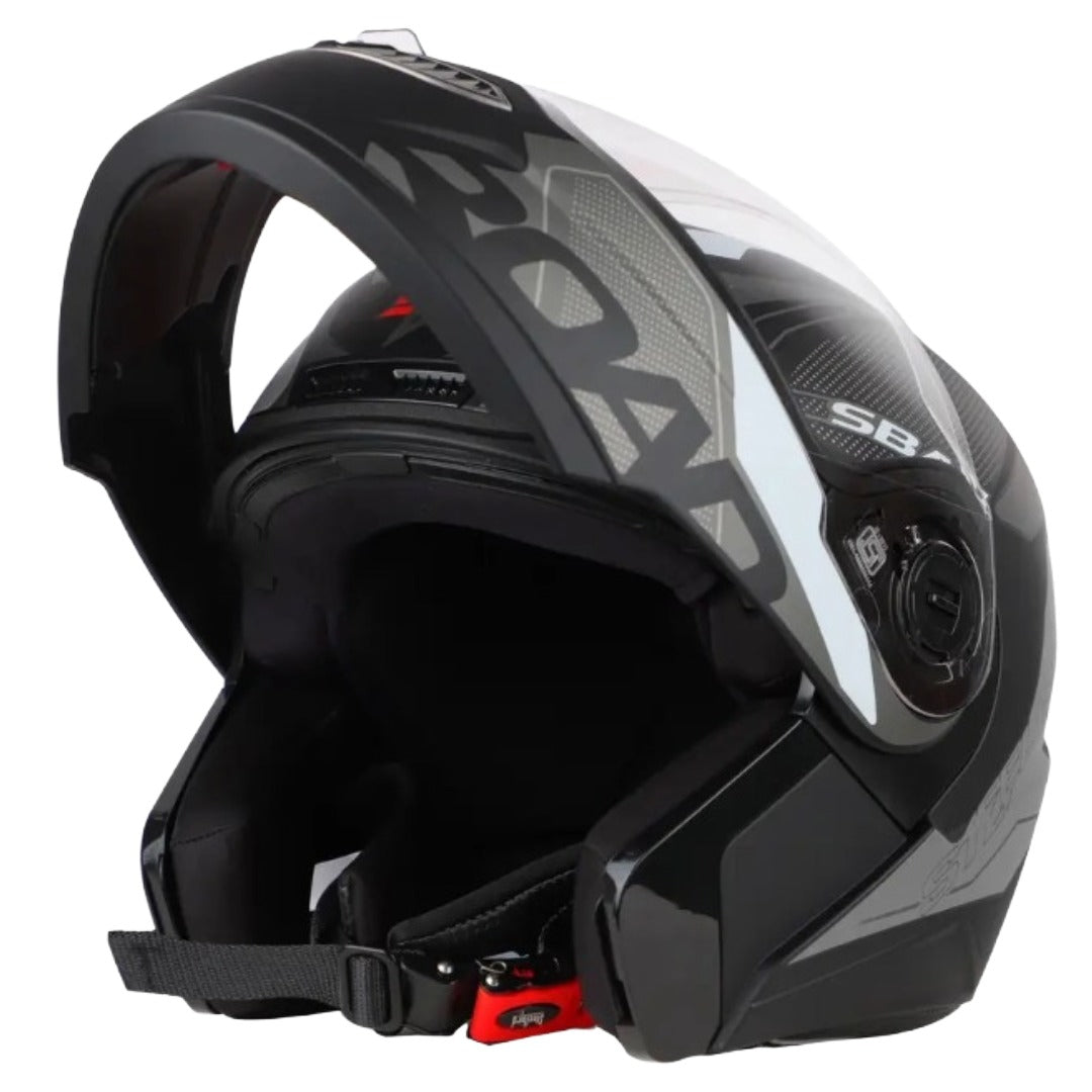 Steelbird SBA-7 Road ISI Certified Flip-Up Graphic Helmet for Men and Women with Inner Smoke Sunshield