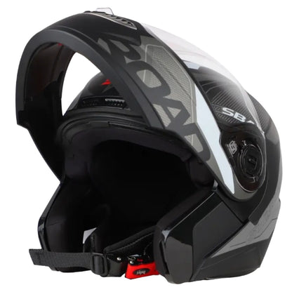Steelbird SBA-7 Road ISI Certified Flip-Up Graphic Helmet for Men and Women with Inner Smoke Sunshield