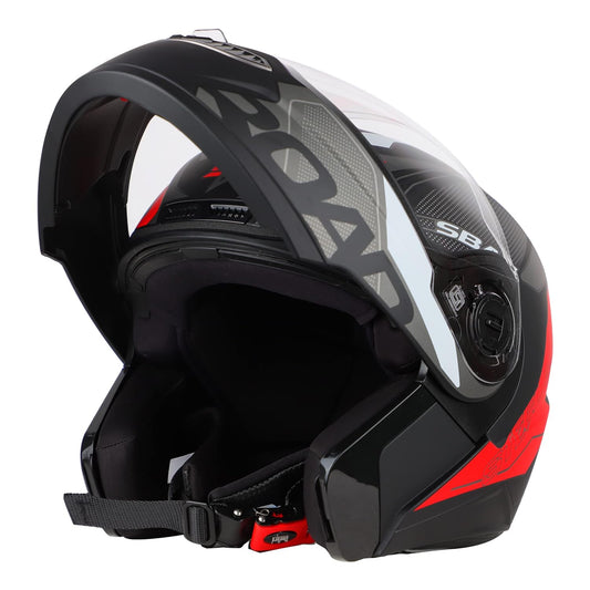 Steelbird SBA-7 Road ISI Certified Flip-Up Graphic Helmet for Men and Women with Inner Smoke Sunshield