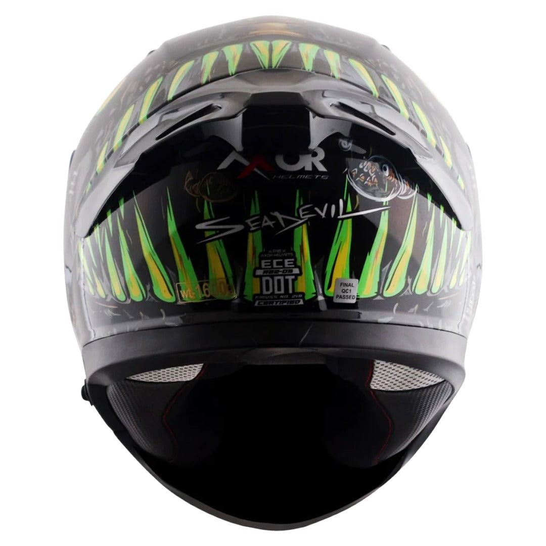 Axor Apex Seadevil ISI ECE DOT Certified Full Face Dual Visor Helmet for Men and Women with Pinlock Fitted Outer Clear Visor and Inner Smoke Sun Visor