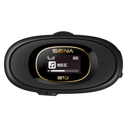 Sena B10 Motorcycle Bluetooth Communication System | Bluetooth Intercom Headset Connecting 4 Riders | HD Speakers | Upto 1KM Range | Upto 16 Hours Battery Life (Supports Android & iOS)