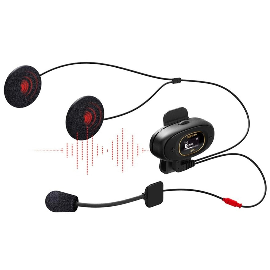Sena B10 Motorcycle Bluetooth Communication System | Bluetooth Intercom Headset Connecting 4 Riders | HD Speakers | Upto 1KM Range | Upto 16 Hours Battery Life (Supports Android & iOS)