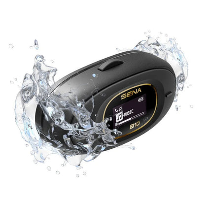 Sena B10 Motorcycle Bluetooth Communication System | Bluetooth Intercom Headset Connecting 4 Riders | HD Speakers | Upto 1KM Range | Upto 16 Hours Battery Life (Supports Android & iOS)