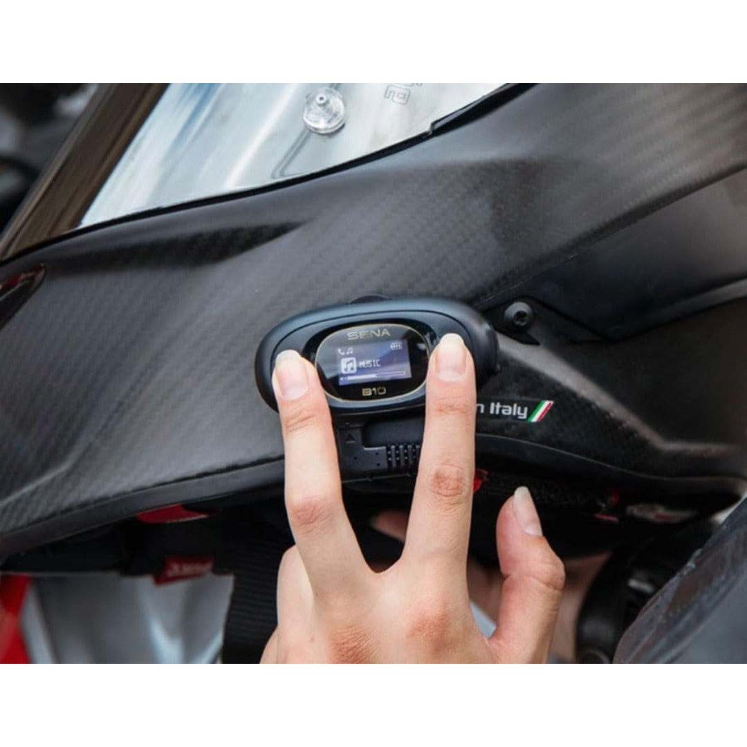 Sena B10 Motorcycle Bluetooth Communication System | Bluetooth Intercom Headset Connecting 4 Riders | HD Speakers | Upto 1KM Range | Upto 16 Hours Battery Life (Supports Android & iOS)