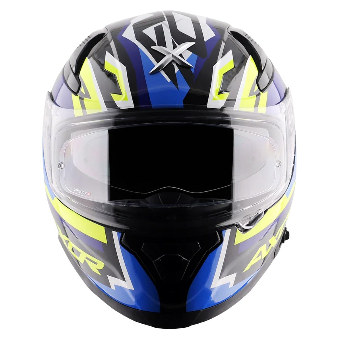 Axor Apex Streak ISI ECE and DOT Certified Matte Finish Full Face Helmet for Men with Pinlock Fitted Outer Clear and Inner Sun Smoke Visor