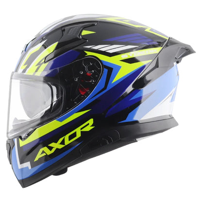 Axor Apex Streak ISI ECE and DOT Certified Matte Finish Full Face Helmet for Men with Pinlock Fitted Outer Clear and Inner Sun Smoke Visor