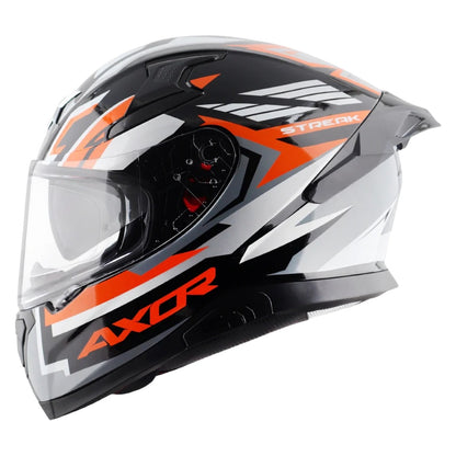Axor Apex Streak ISI ECE and DOT Certified Matte Finish Full Face Helmet for Men with Pinlock Fitted Outer Clear and Inner Sun Smoke Visor