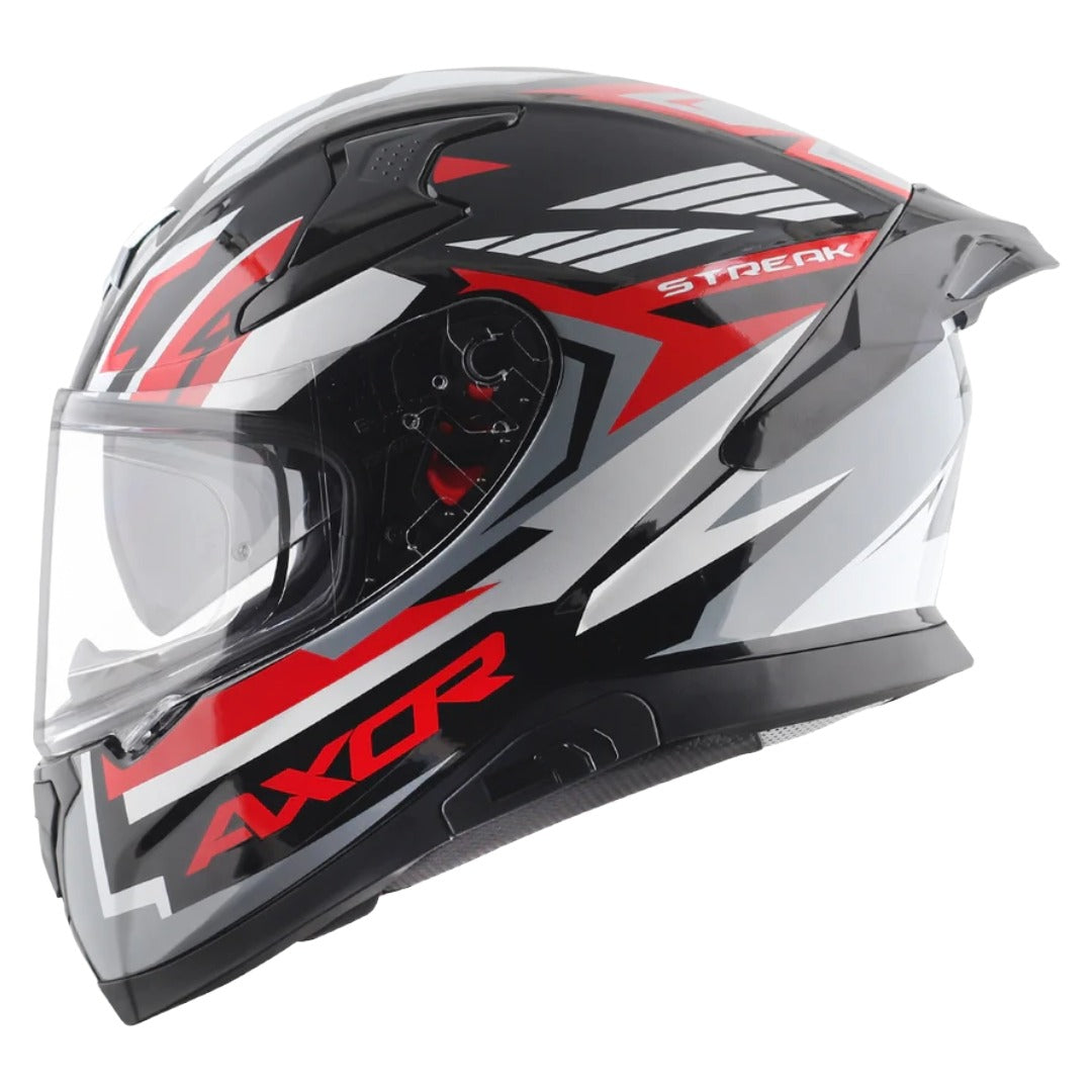Axor Apex Streak ISI ECE and DOT Certified Matte Finish Full Face Helmet for Men with Pinlock Fitted Outer Clear and Inner Sun Smoke Visor
