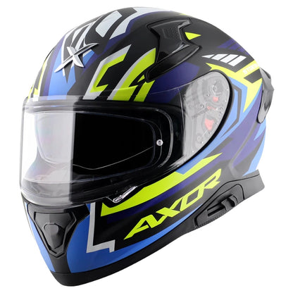 Axor Apex Streak ISI ECE and DOT Certified Matte Finish Full Face Helmet for Men with Pinlock Fitted Outer Clear and Inner Sun Smoke Visor