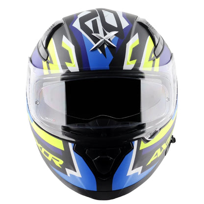 Axor Apex Streak ISI ECE and DOT Certified Matte Finish Full Face Helmet for Men with Pinlock Fitted Outer Clear and Inner Sun Smoke Visor
