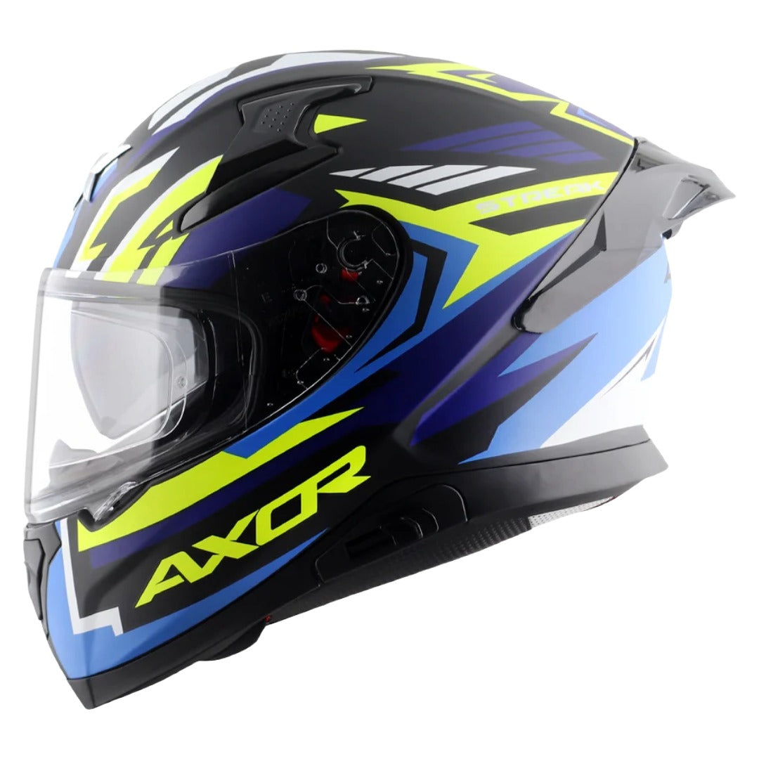 Axor Apex Streak ISI ECE and DOT Certified Matte Finish Full Face Helmet for Men with Pinlock Fitted Outer Clear and Inner Sun Smoke Visor