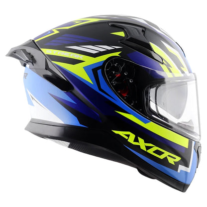 Axor Apex Streak ISI ECE and DOT Certified Matte Finish Full Face Helmet for Men with Pinlock Fitted Outer Clear and Inner Sun Smoke Visor