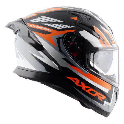 Axor Apex Streak ISI ECE and DOT Certified Matte Finish Full Face Helmet for Men with Pinlock Fitted Outer Clear and Inner Sun Smoke Visor