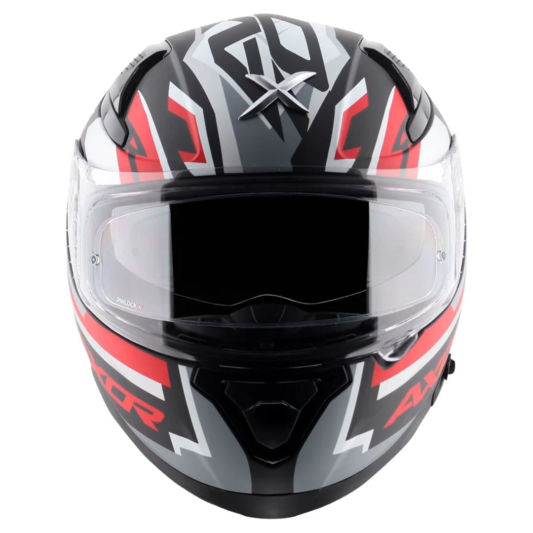 Axor Apex Streak ISI ECE and DOT Certified Matte Finish Full Face Helmet for Men with Pinlock Fitted Outer Clear and Inner Sun Smoke Visor
