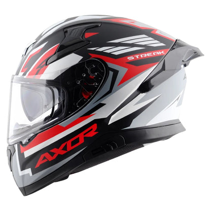 Axor Apex Streak ISI ECE and DOT Certified Matte Finish Full Face Helmet for Men with Pinlock Fitted Outer Clear and Inner Sun Smoke Visor