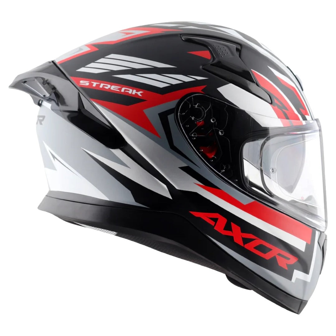 Axor Apex Streak ISI ECE and DOT Certified Matte Finish Full Face Helmet for Men with Pinlock Fitted Outer Clear and Inner Sun Smoke Visor