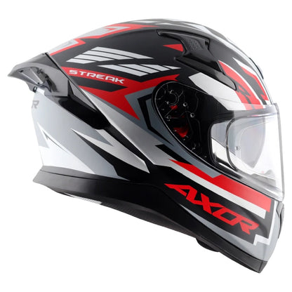 Axor Apex Streak ISI ECE and DOT Certified Matte Finish Full Face Helmet for Men with Pinlock Fitted Outer Clear and Inner Sun Smoke Visor