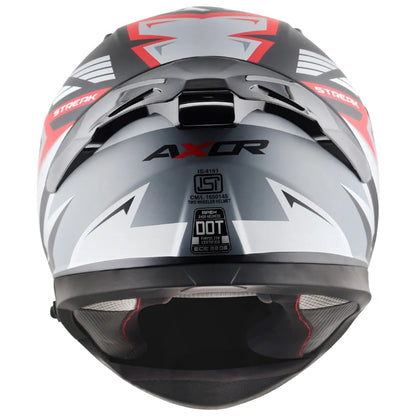 Axor Apex Streak ISI ECE and DOT Certified Matte Finish Full Face Helmet for Men with Pinlock Fitted Outer Clear and Inner Sun Smoke Visor