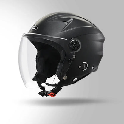 STUDDS RAY ISI Certified Open FACE Helmet for Men and Women with D - Ring Lock, BLACK
