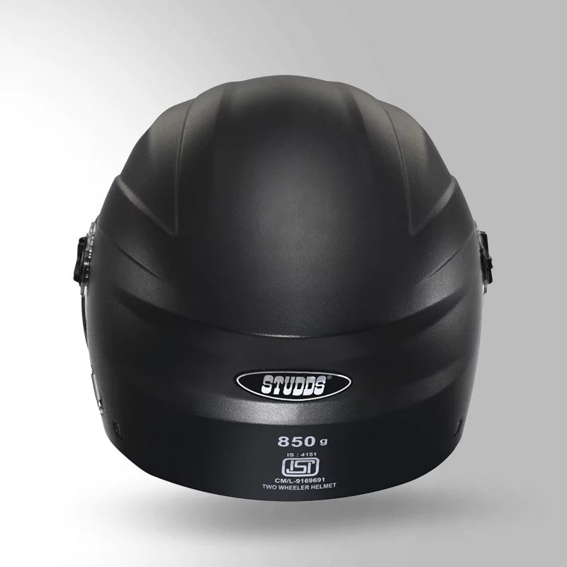 GUB STUDDS RAY ISI Certified Open FACE Helmet for Men and Women with D - Ring Lock, BLACK