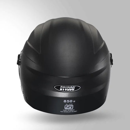 STUDDS RAY ISI Certified Open FACE Helmet for Men and Women with D - Ring Lock, BLACK