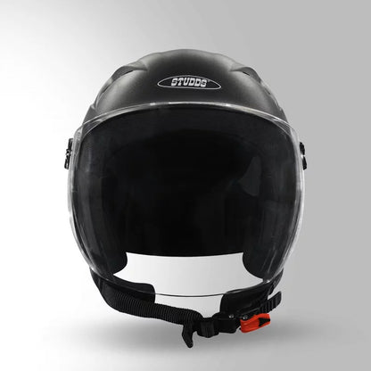 STUDDS RAY ISI Certified Open FACE Helmet for Men and Women with D - Ring Lock, BLACK