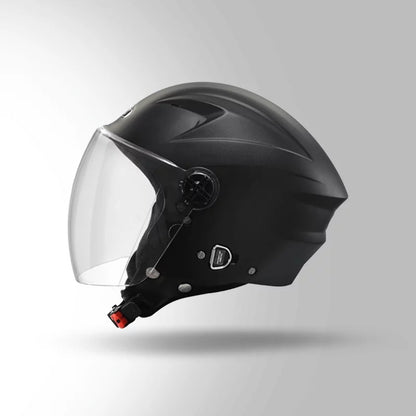 STUDDS RAY ISI Certified Open FACE Helmet for Men and Women with D - Ring Lock, BLACK