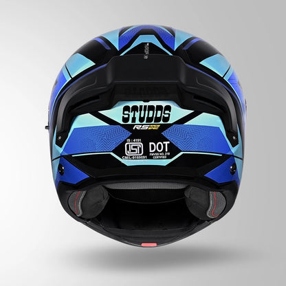 STUDDS Trooper D4 Race Decor ISI AND DOT Certified Glossy Finish Filp - Up Full Face Helmet for Men and Women with Sun Visor