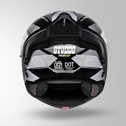 STUDDS Trooper D4 Race Decor ISI AND DOT Certified Glossy Finish Filp - Up Full Face Helmet for Men and Women with Sun Visor