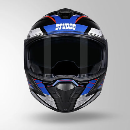 STUDDS Trooper D4 Race Decor ISI AND DOT Certified Glossy Finish Filp - Up Full Face Helmet for Men and Women with Sun Visor