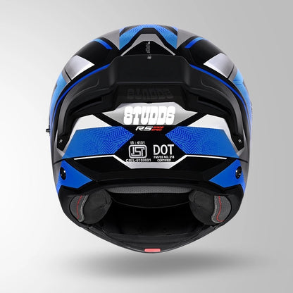 STUDDS Trooper D4 Race Decor ISI AND DOT Certified Glossy Finish Filp - Up Full Face Helmet for Men and Women with Sun Visor