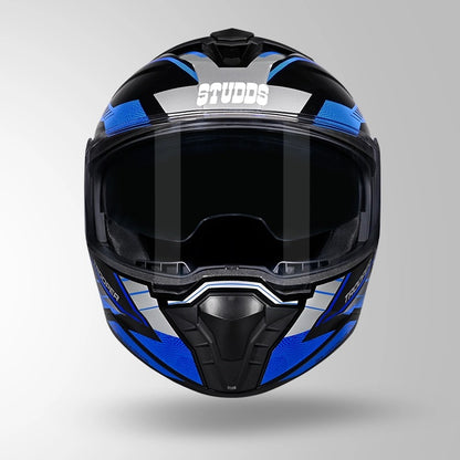 STUDDS Trooper D4 Race Decor ISI AND DOT Certified Glossy Finish Filp - Up Full Face Helmet for Men and Women with Sun Visor