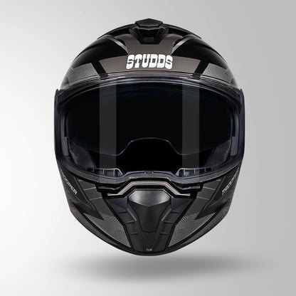 STUDDS Trooper D4 Race Decor ISI AND DOT Certified Glossy Finish Filp - Up Full Face Helmet for Men and Women with Sun Visor